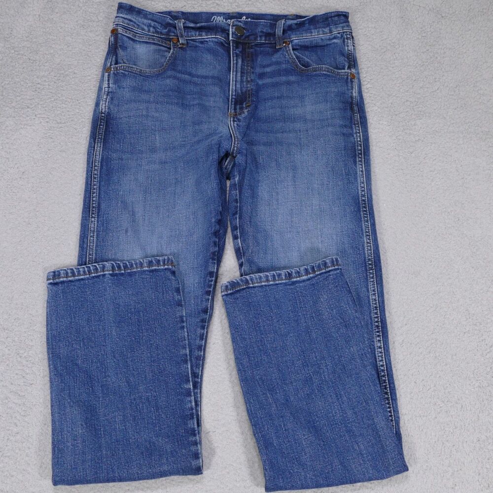 Wrangler Retro Jeans Slim Boot Denim Western Cowboy Thick Stitch Mens 34x36